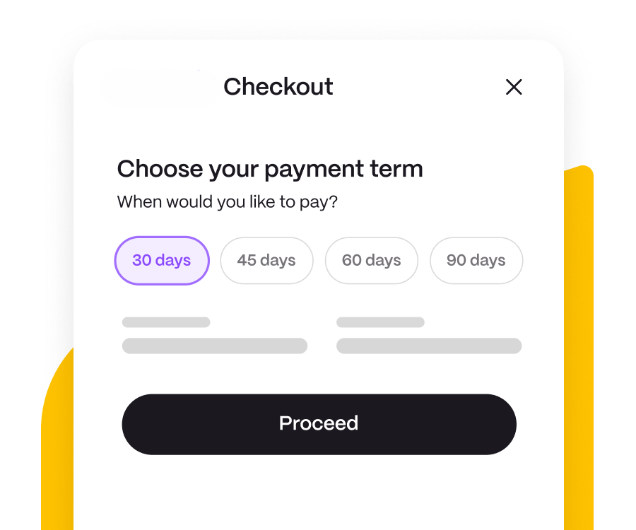 B2B BNPL Payment terms screen